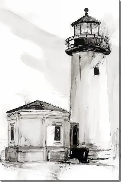 Постер Маяк в черно-белых тонах