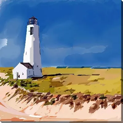 Картина маслом Маяк на фоне синего неба
