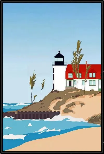 Картина Пляж с маяком в стиле минимализм