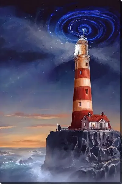 Картина маслом Ночной маяк