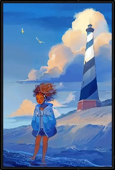 Картина Девочка на фоне маяка