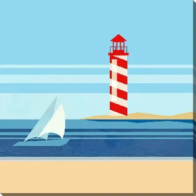 Картина маслом Полосатый маяк в стиле минимализм