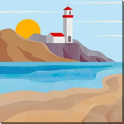 Картина маслом Маяк на скале