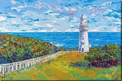 Картина маслом Летний пейзаж с маяком