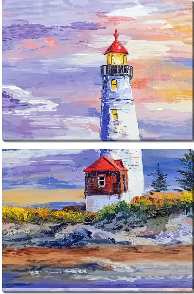Модульная картина Маяк с красной крышей