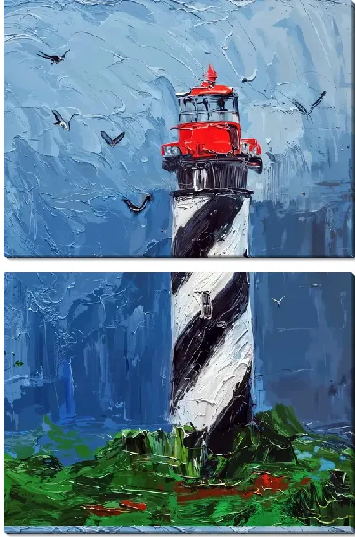 Модульная картина Черно-белые маяк