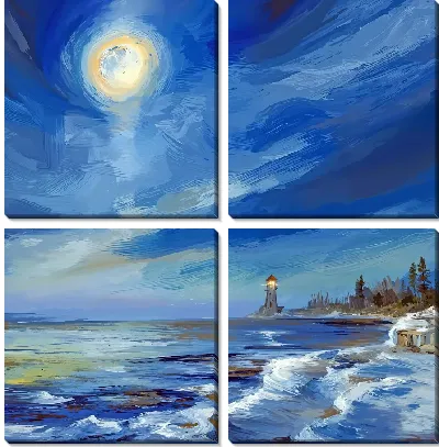 Модульная картина Ночной маяк №2