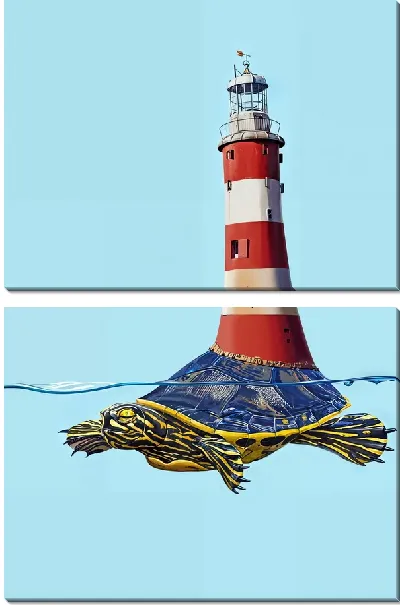 Модульная картина Маяк на черепахе