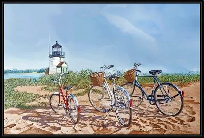 Картина Велосипеды на фоне маяка