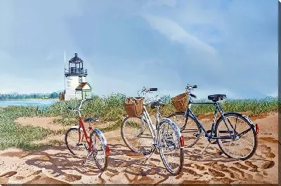 Картина маслом Велосипеды на фоне маяка