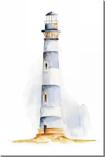 Картина маслом Маяк на белом фоне
