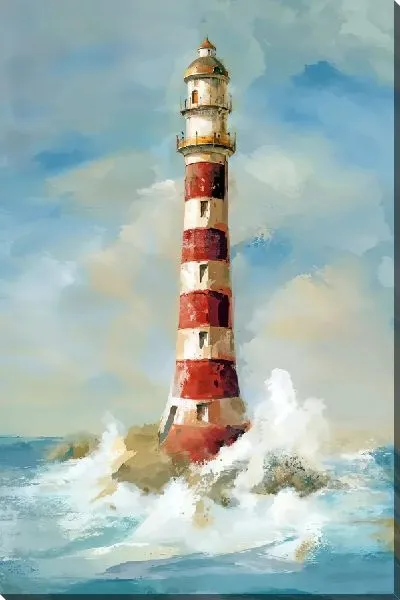 Картина маслом Волны у маяка