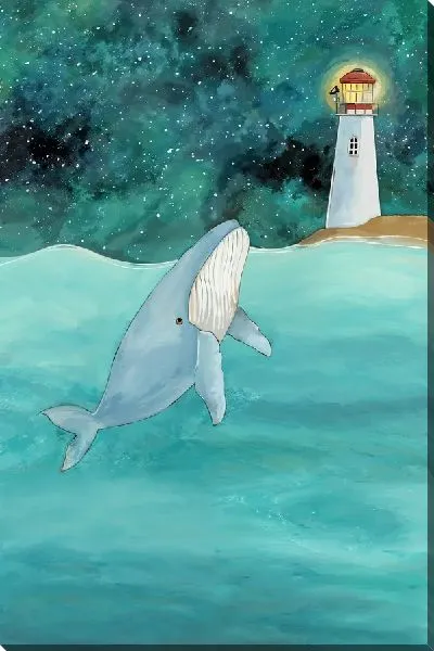 Картина маслом Кит плывет к маяку