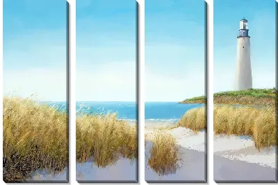 Модульная картина Маяк и колосья травы