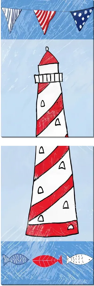 Модульная картина Маяк и флаги