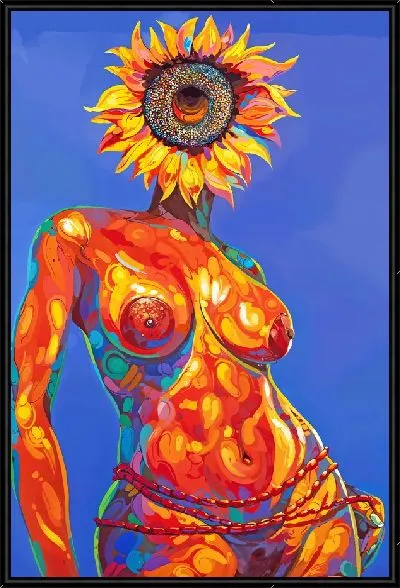 Картина Девушка с подсолнухом на голове