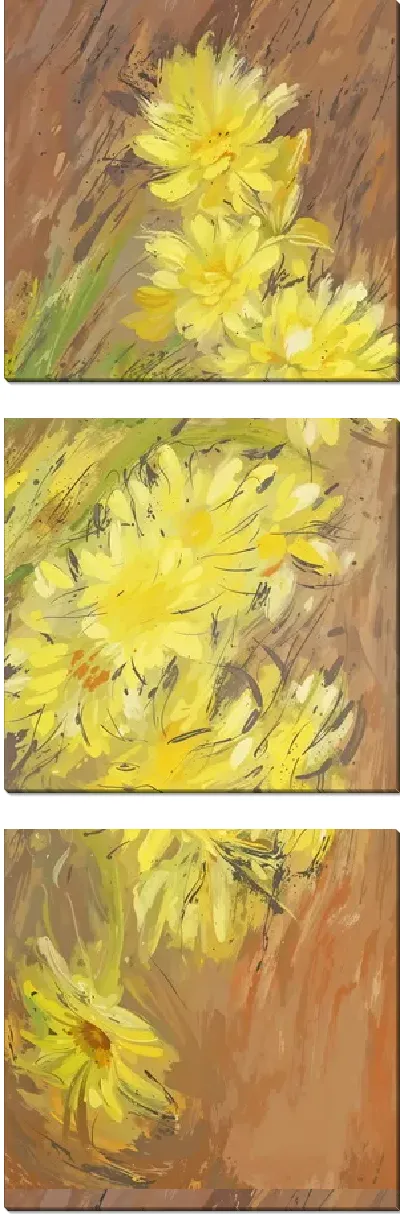 Модульная картина Нежно-желтые подсолнухи