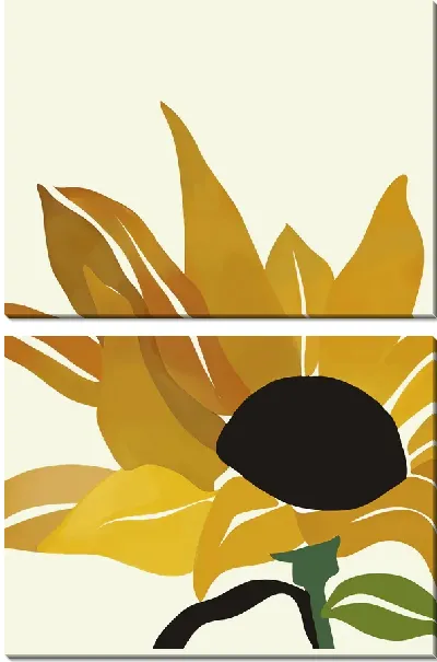 Модульная картина Подсолнух в стиле минимализм
