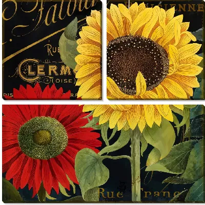 Модульная картина Подсолнух и гербера