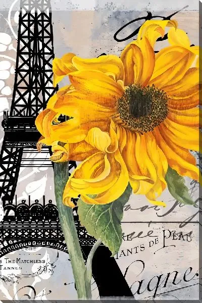 Картина маслом Подсолнух и Эйфелева башня