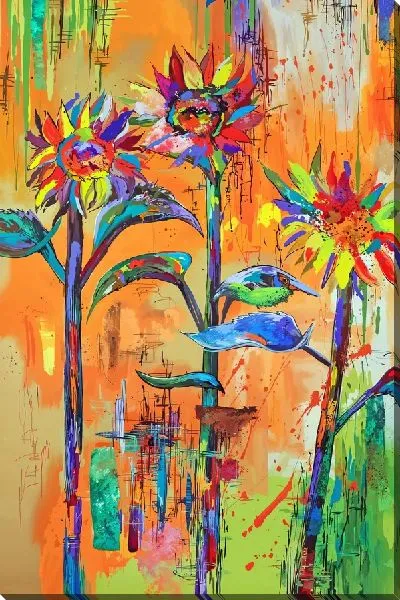 Картина маслом Подсолнухи поп-арт