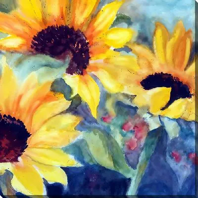 Картина маслом Подсолнухи в акварельной технике