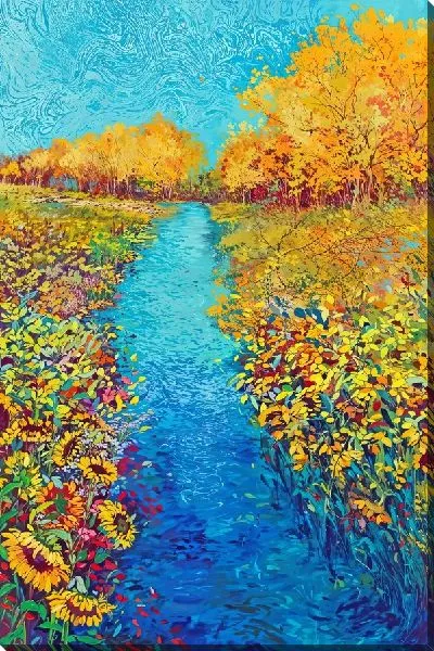 Картина маслом Тропинка вдоль подсолнухов