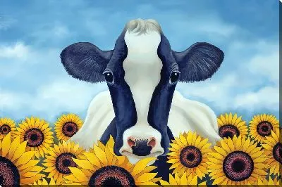 Постер Корова и подсолнухи №2