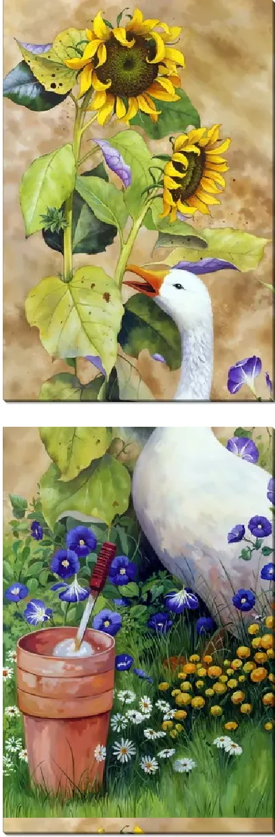 Модульная картина Гусь и подсолнухи