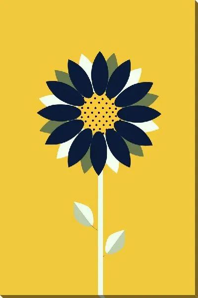 Картина маслом Подсолнух минимализм на желтом фоне