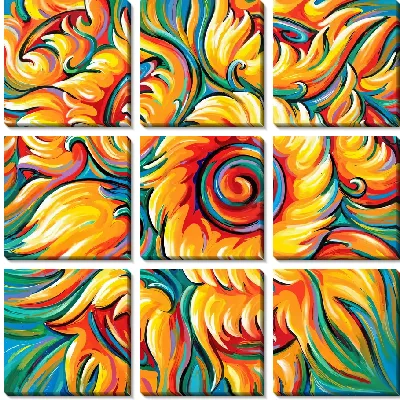 Модульная картина Абстрактные подсолнухи