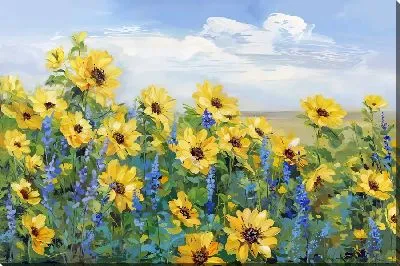 Картина маслом Летнее поле с подсолнухами