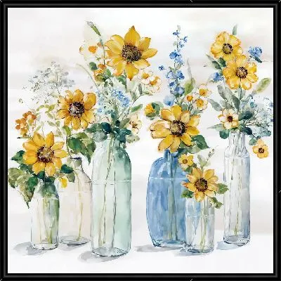 Картина Букет с подсолнухами в вазах