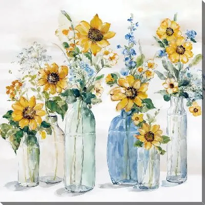 Картина маслом Букет с подсолнухами в вазах