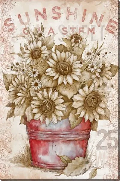 Картина маслом Подсолнухи в ведре