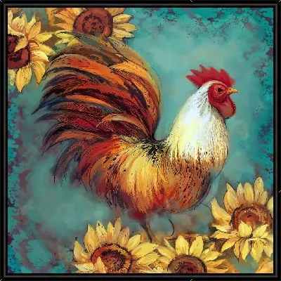 Подсолнухи и петух