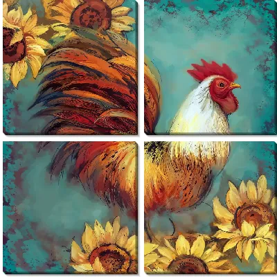 Подсолнухи и петух