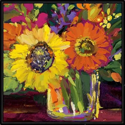 Картина Подсолнух с герберой в вазе