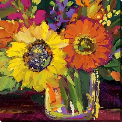 Постер Подсолнух с герберой в вазе