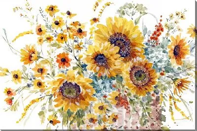 Картина маслом Букет нежных подсолнухов