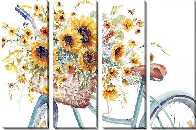 Модульная картина Букет подсолнухов на велосипеде