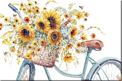 Букет подсолнухов на велосипеде