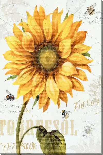 Картина маслом Винтажная композиция с подсолнухом и пчелами