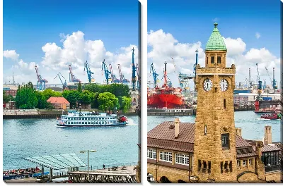 Порт с кранами в Гамбурге