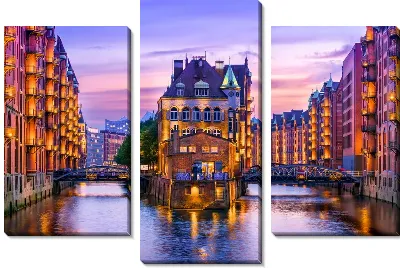 Каналы в Гамбурге на закате