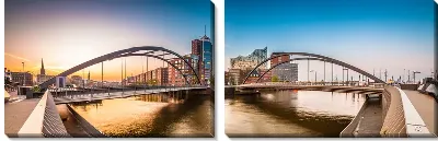 Модульная картина Панорама моста в Гамбурге