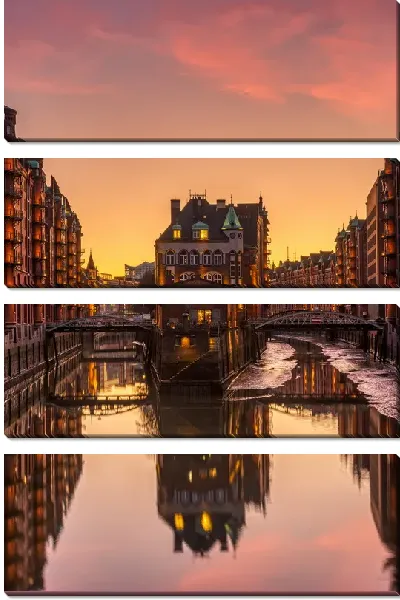 Модульная картина Вечерний Гамбург