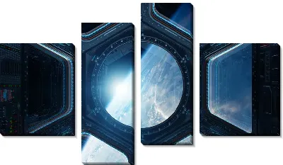Модульная картина Иллюминатор космического корабля