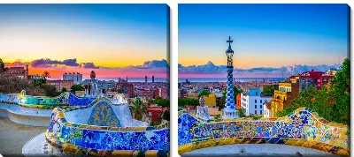 Модульная картина Панорама Барселоны и парка Гауди