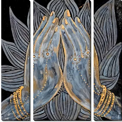 Модульная картина Буддийский жест на фоне лотоса